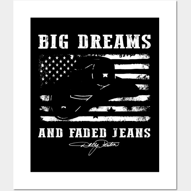 Distressed American Flag Big Dreams and Faded Jeans Wall Art by Symmetry Stunning Portrait